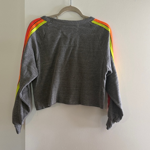 Aviator Nation Gray Sweatshirt with Rainbow Stripes Size Medium - Picture 2 of 4